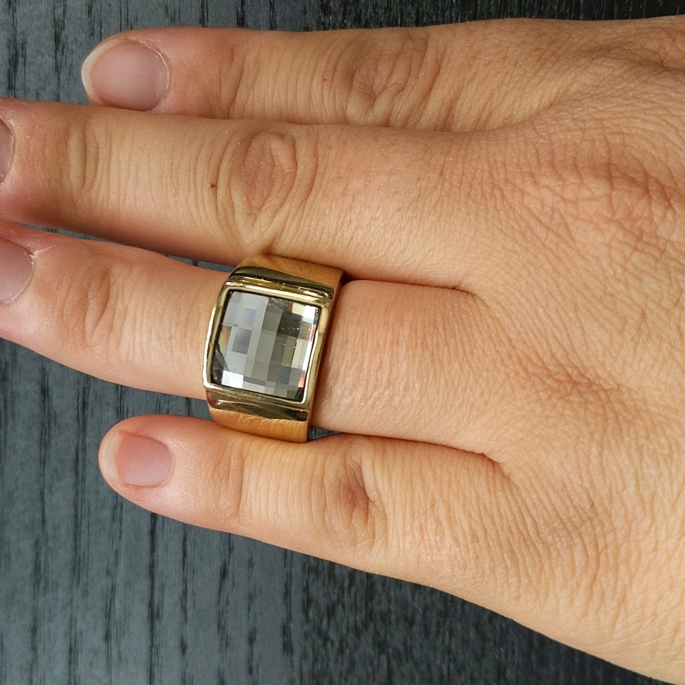 Dyrberg kern ring gold white mix broken stone